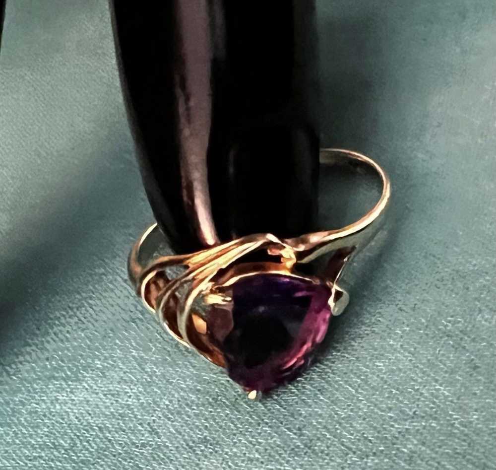 Gold 14K Gold Amethyst Heart Ring - image 4