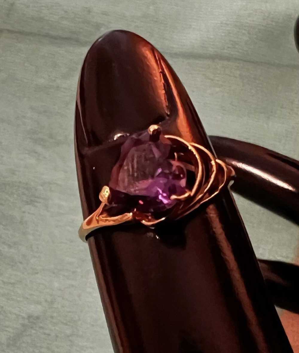 Gold 14K Gold Amethyst Heart Ring - image 5