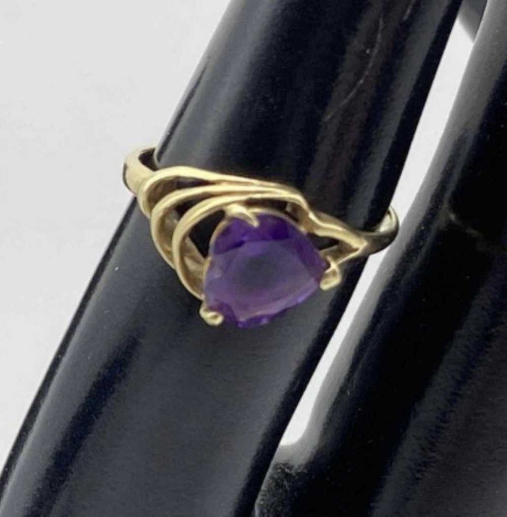 Gold 14K Gold Amethyst Heart Ring - image 6