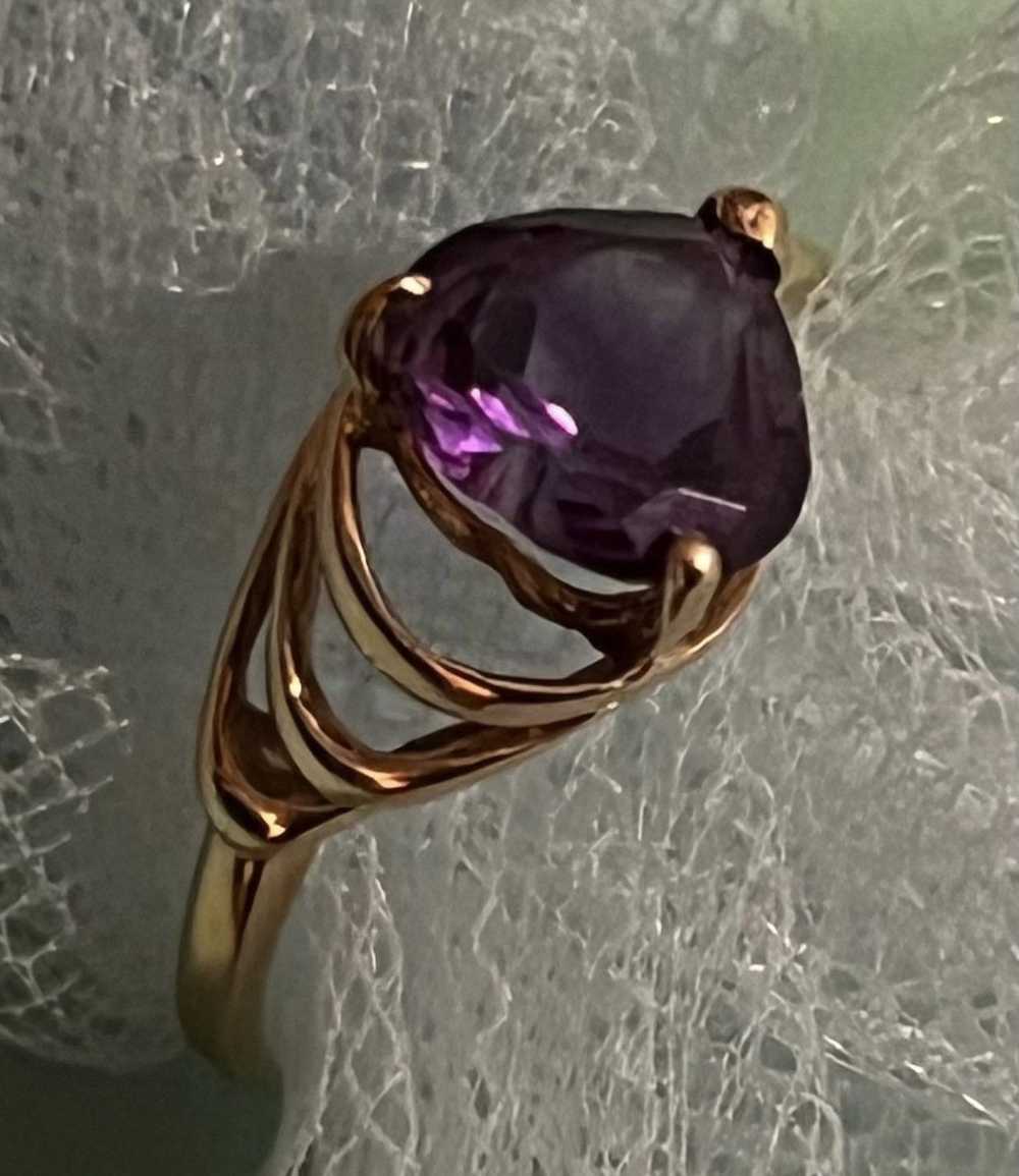 Gold 14K Gold Amethyst Heart Ring - image 8