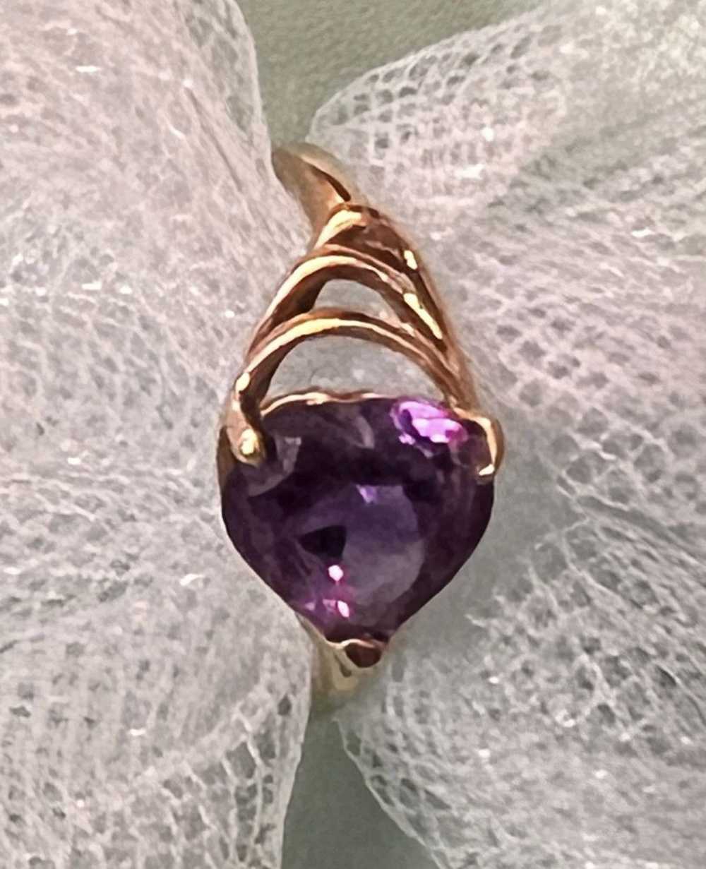 Gold 14K Gold Amethyst Heart Ring - image 9