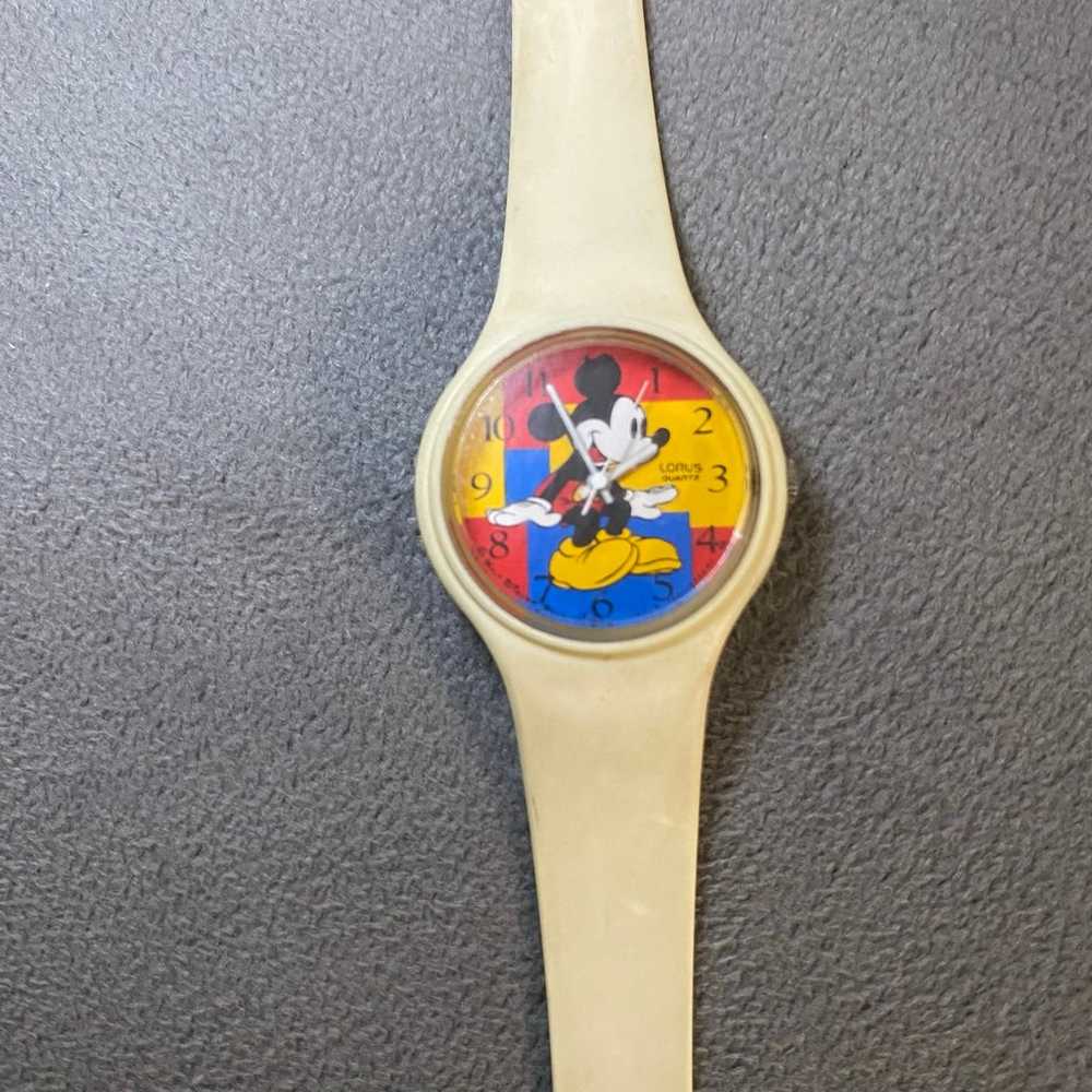 Vintage Lorus Disney Mickey Mouse Quartz Beige Wa… - image 2