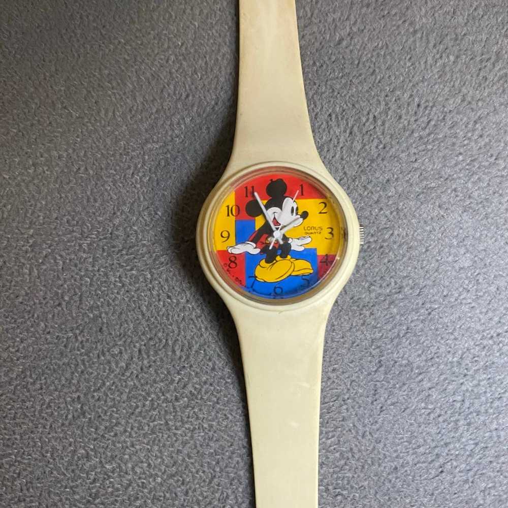 Vintage Lorus Disney Mickey Mouse Quartz Beige Wa… - image 3