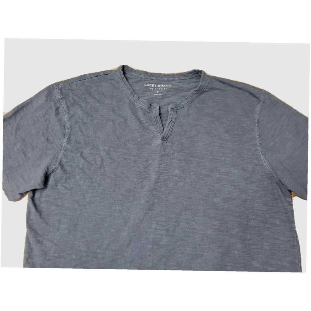 Lucky Brand Cotton Slub Blue Tee Short Sleeve V K… - image 1