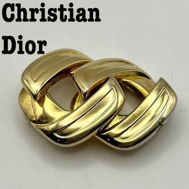 Christian Dior Double Diamond Pin Brooch Gold Cor… - image 1