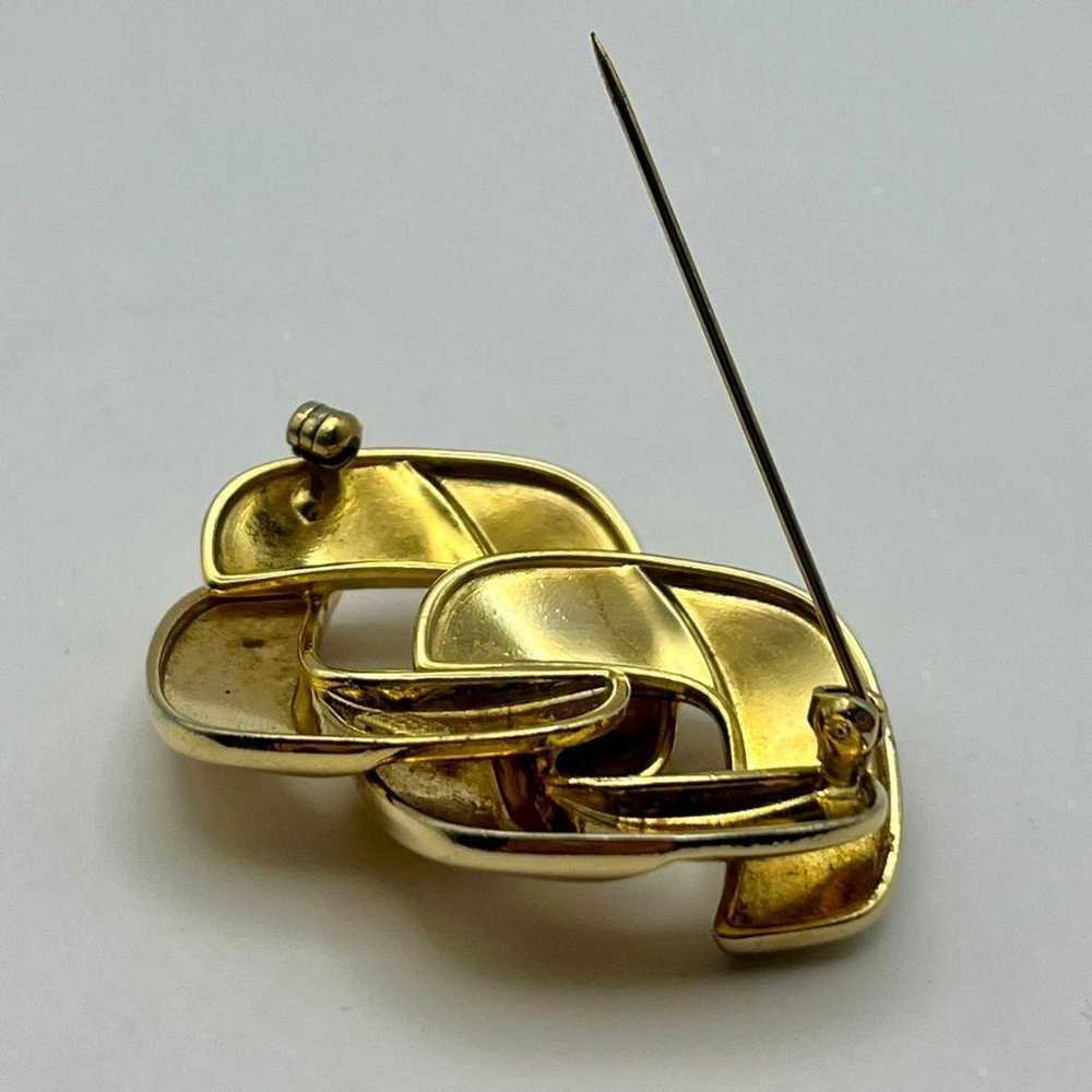 Christian Dior Double Diamond Pin Brooch Gold Cor… - image 8