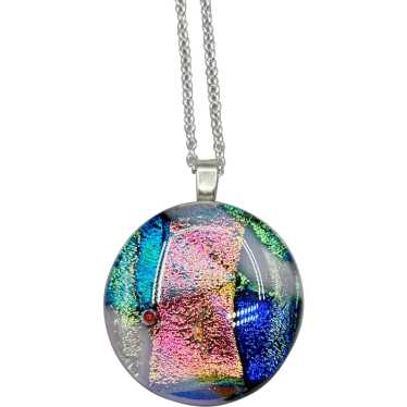 Dichroic Glass Pendant Necklace Art Glass Jewelry… - image 1