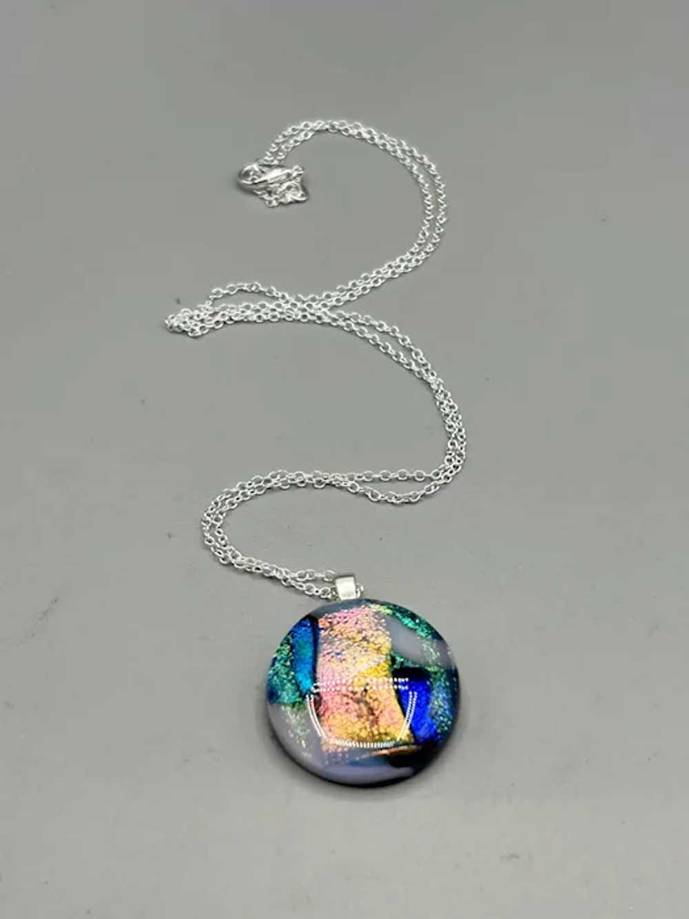 Dichroic Glass Pendant Necklace Art Glass Jewelry… - image 2