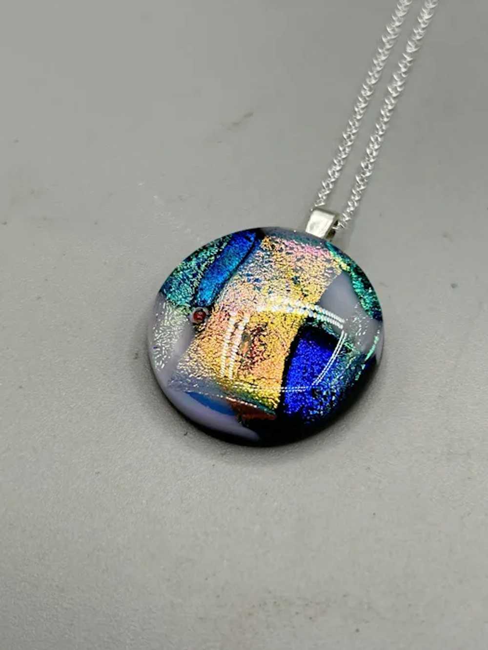 Dichroic Glass Pendant Necklace Art Glass Jewelry… - image 3