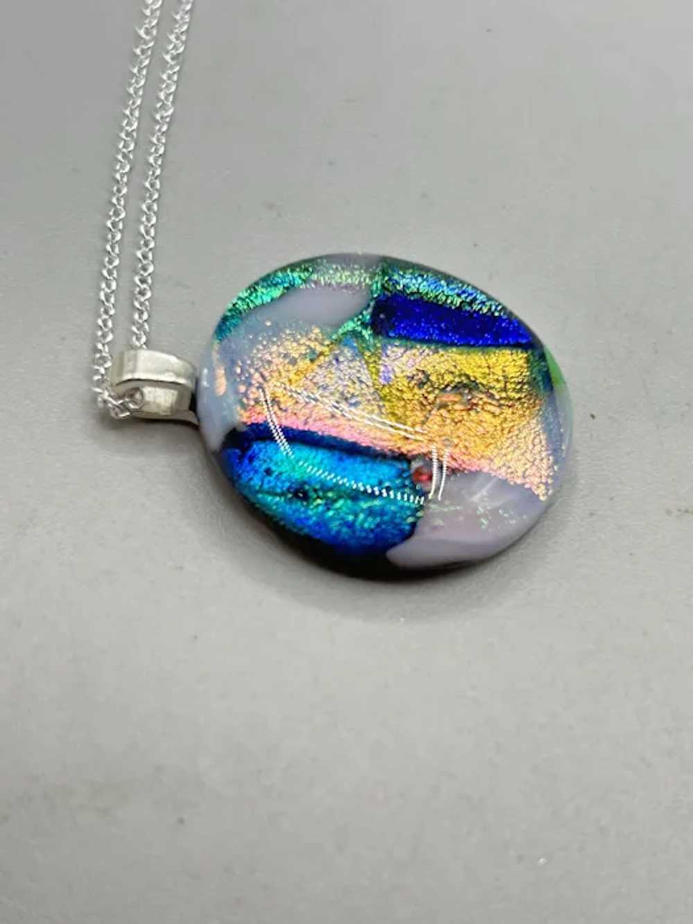 Dichroic Glass Pendant Necklace Art Glass Jewelry… - image 4