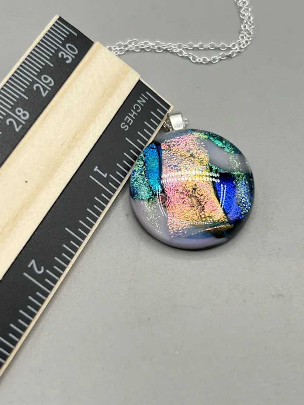 Dichroic Glass Pendant Necklace Art Glass Jewelry… - image 7