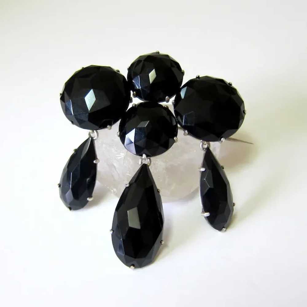 Victorian Swedish Black Onyx Silver Mourning Broo… - image 4