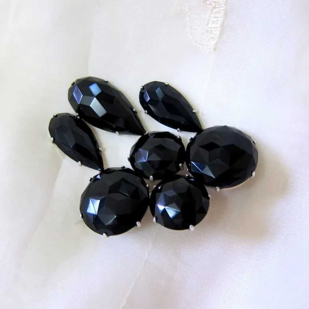 Victorian Swedish Black Onyx Silver Mourning Broo… - image 6