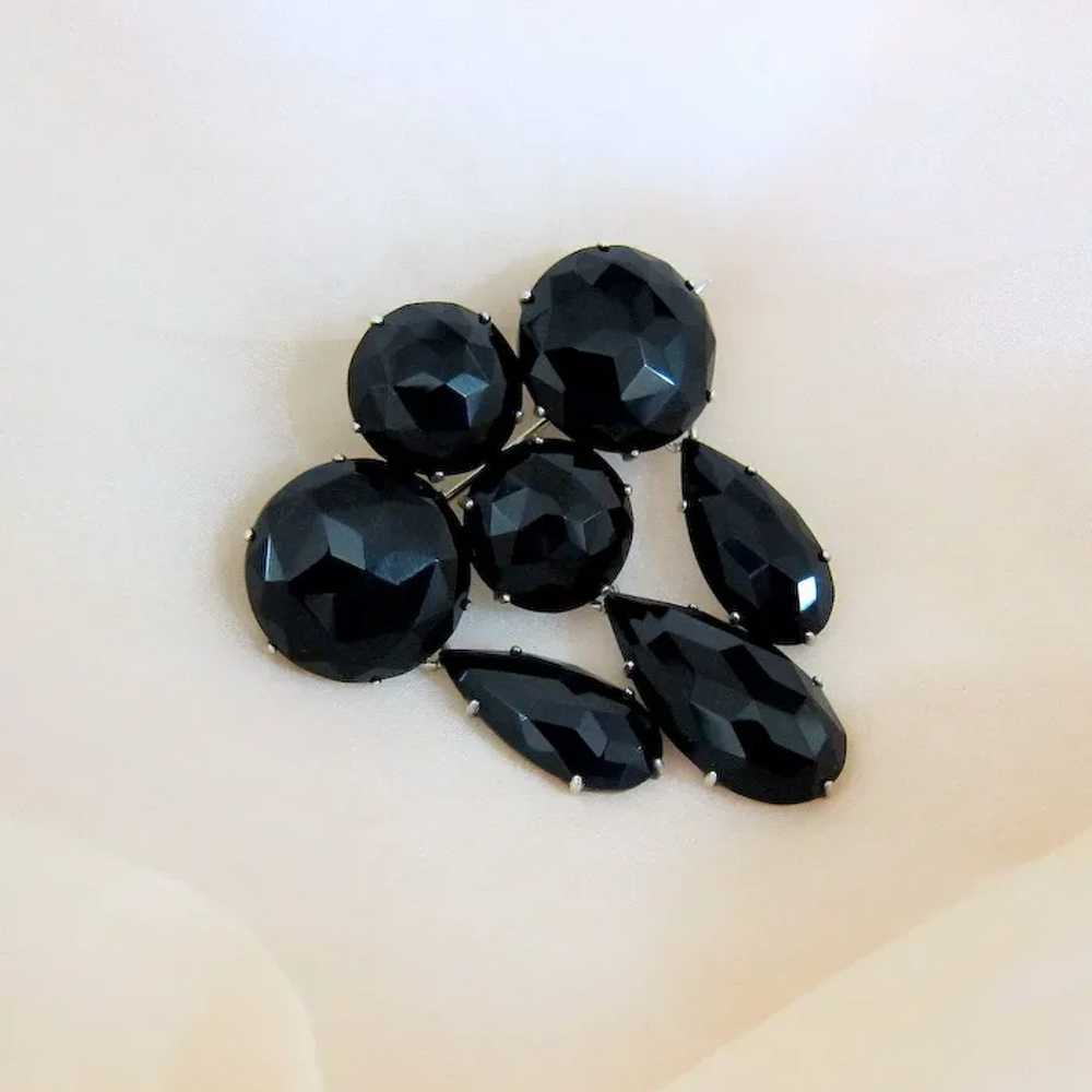 Victorian Swedish Black Onyx Silver Mourning Broo… - image 8