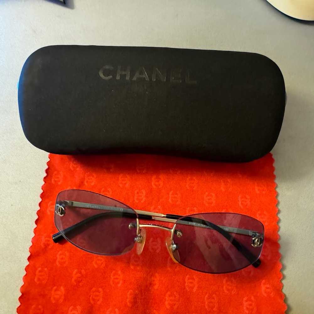 4002 rare rimless blue Chanel Sunglasses - image 2