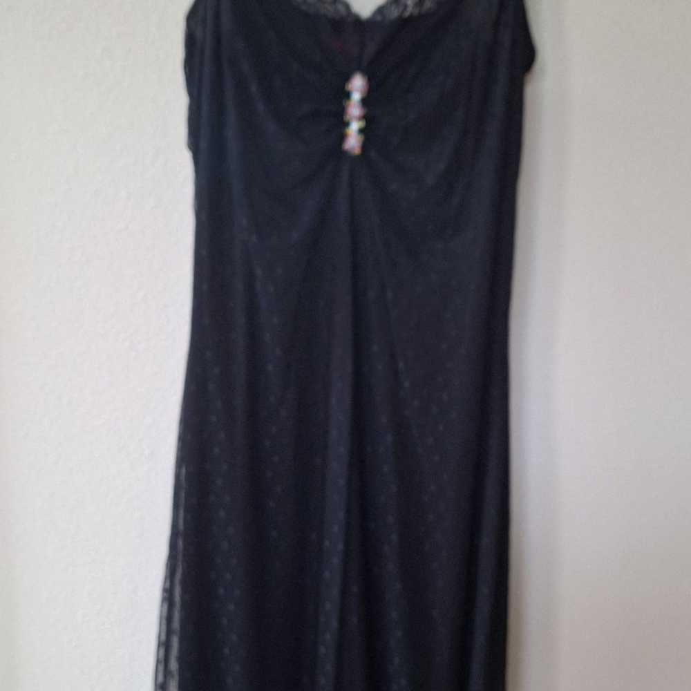 Vintage Y2K Betsey Johnson Black Lace Slip Dress.… - image 1