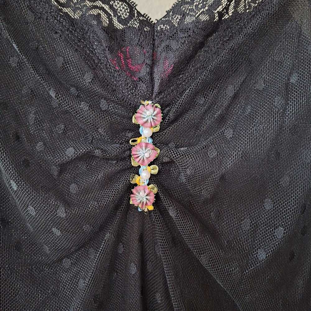 Vintage Y2K Betsey Johnson Black Lace Slip Dress.… - image 3