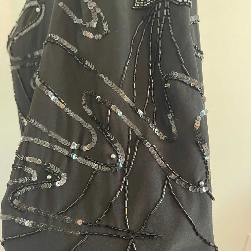 VTG Argenti Beaded 100% silk Black Midi Dress - image 4