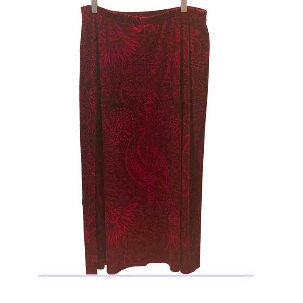 Vintage Velvet Top Maxi Skirt Dress Red Black Sle… - image 5