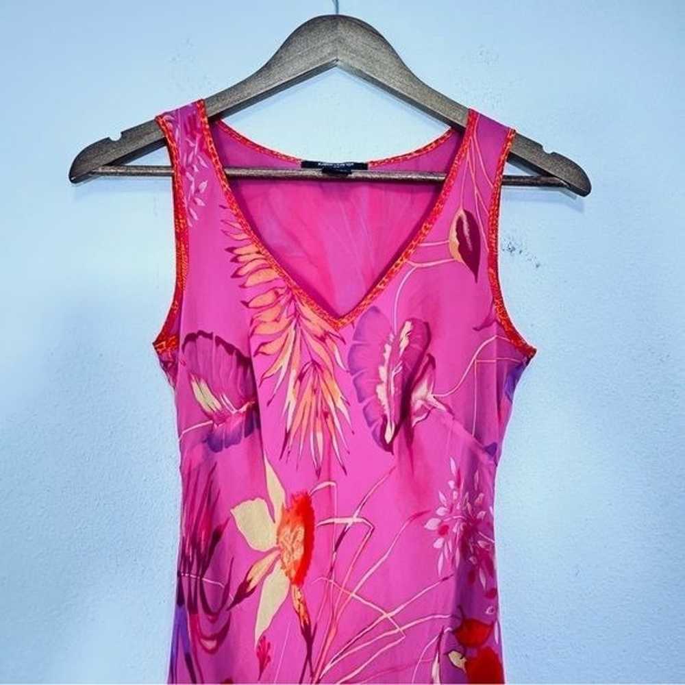 Y2K 90s Karen Kane 100% Silk Vibrant Barbie Pink … - image 3