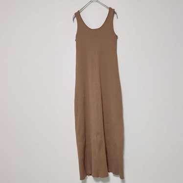 【GU】 Ribbed Knit Long One-piece (S) Sleeveless Br… - image 1