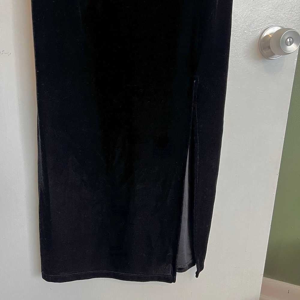 90s vintage fashion bug  black velour high slit s… - image 3