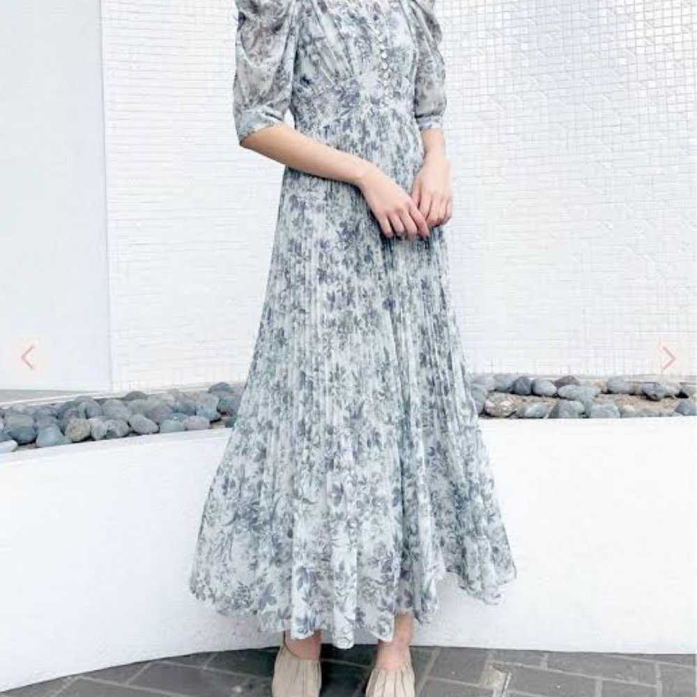 Vintage flower gather sleeve one-piece dress - image 1