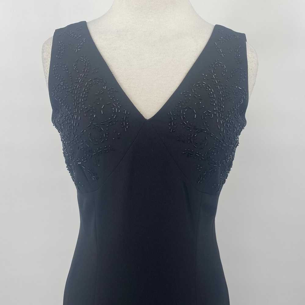 Vintage Beaded Bodice Midi Dress Slinky Sheath Sl… - image 4