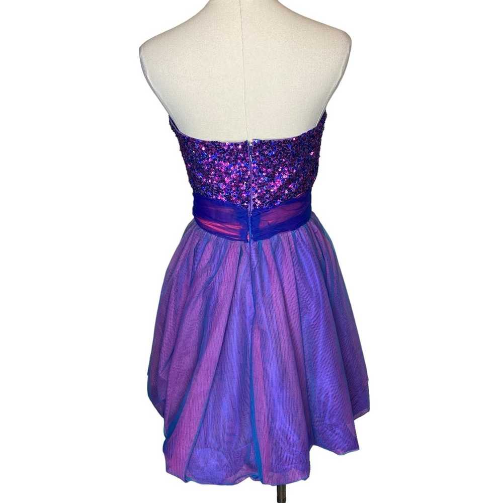 Scala Vintage Strapless Sequin Mini Dress Purple … - image 2