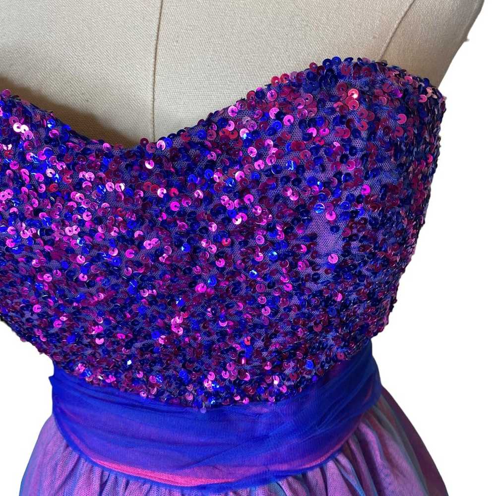 Scala Vintage Strapless Sequin Mini Dress Purple … - image 4