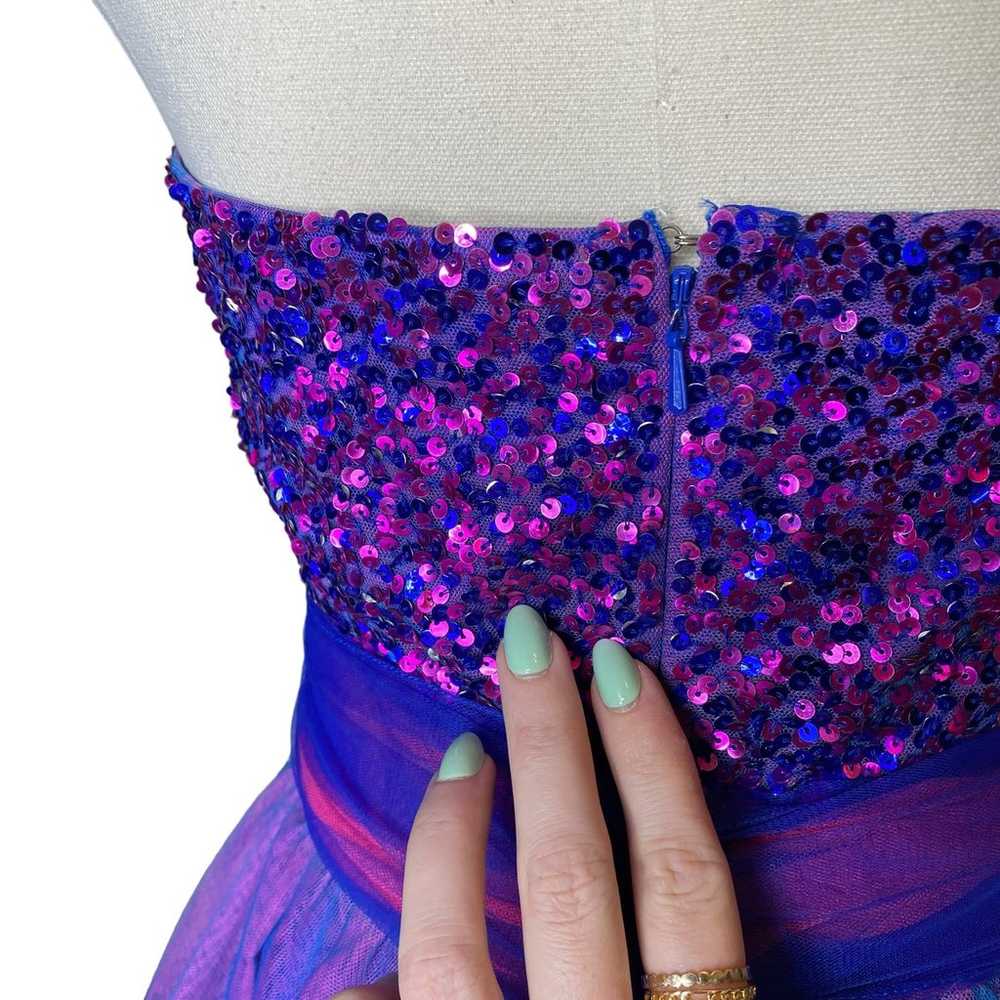 Scala Vintage Strapless Sequin Mini Dress Purple … - image 5