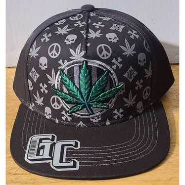 Dope Gray Marijuana Leaf Embellished Skull Peace … - image 1