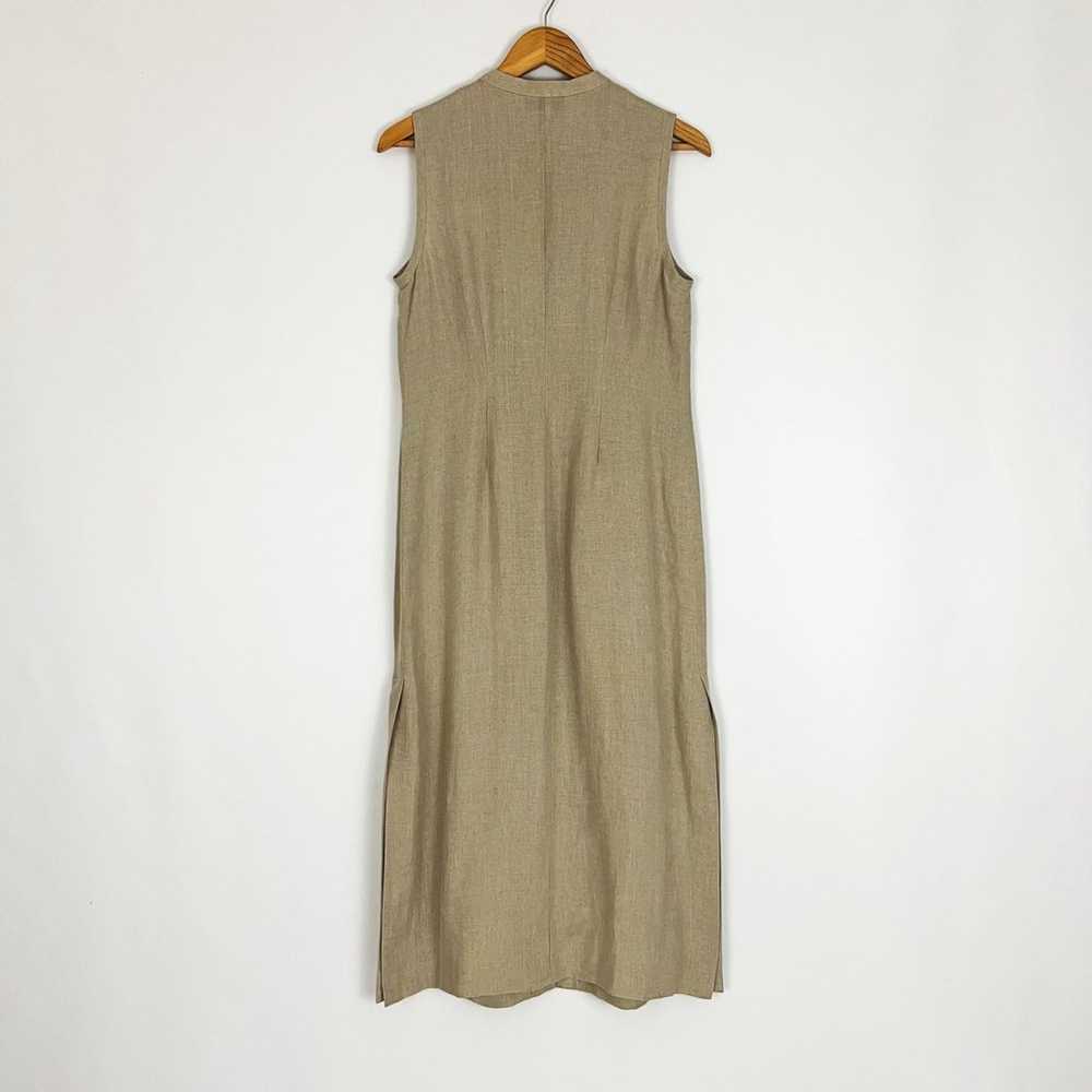 Vintage Pure Linen Button-Front Sleeveless Dress … - image 10