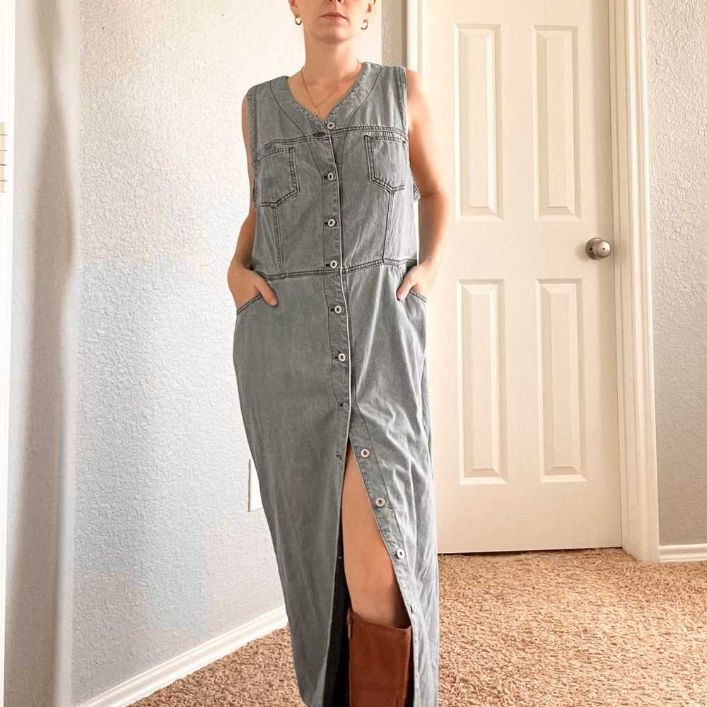 Vintage 90s old navy cotton denim maxi dress - image 4