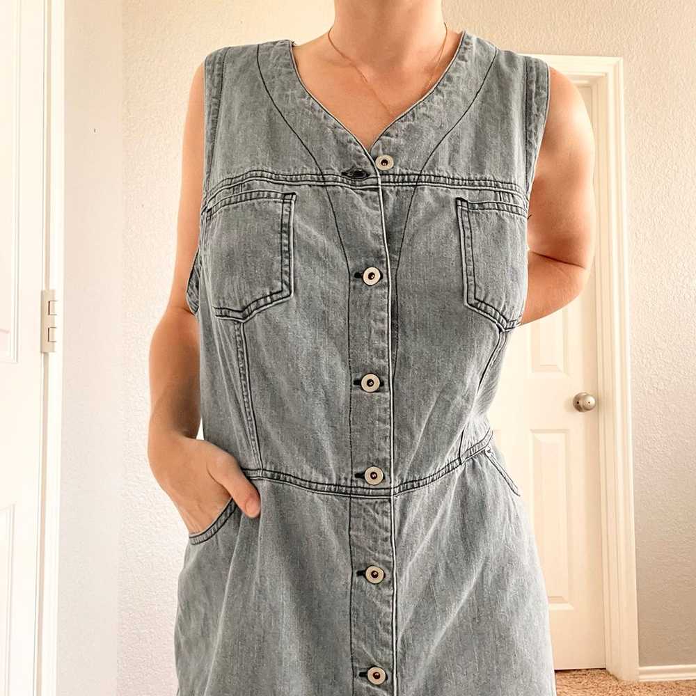 Vintage 90s old navy cotton denim maxi dress - image 5