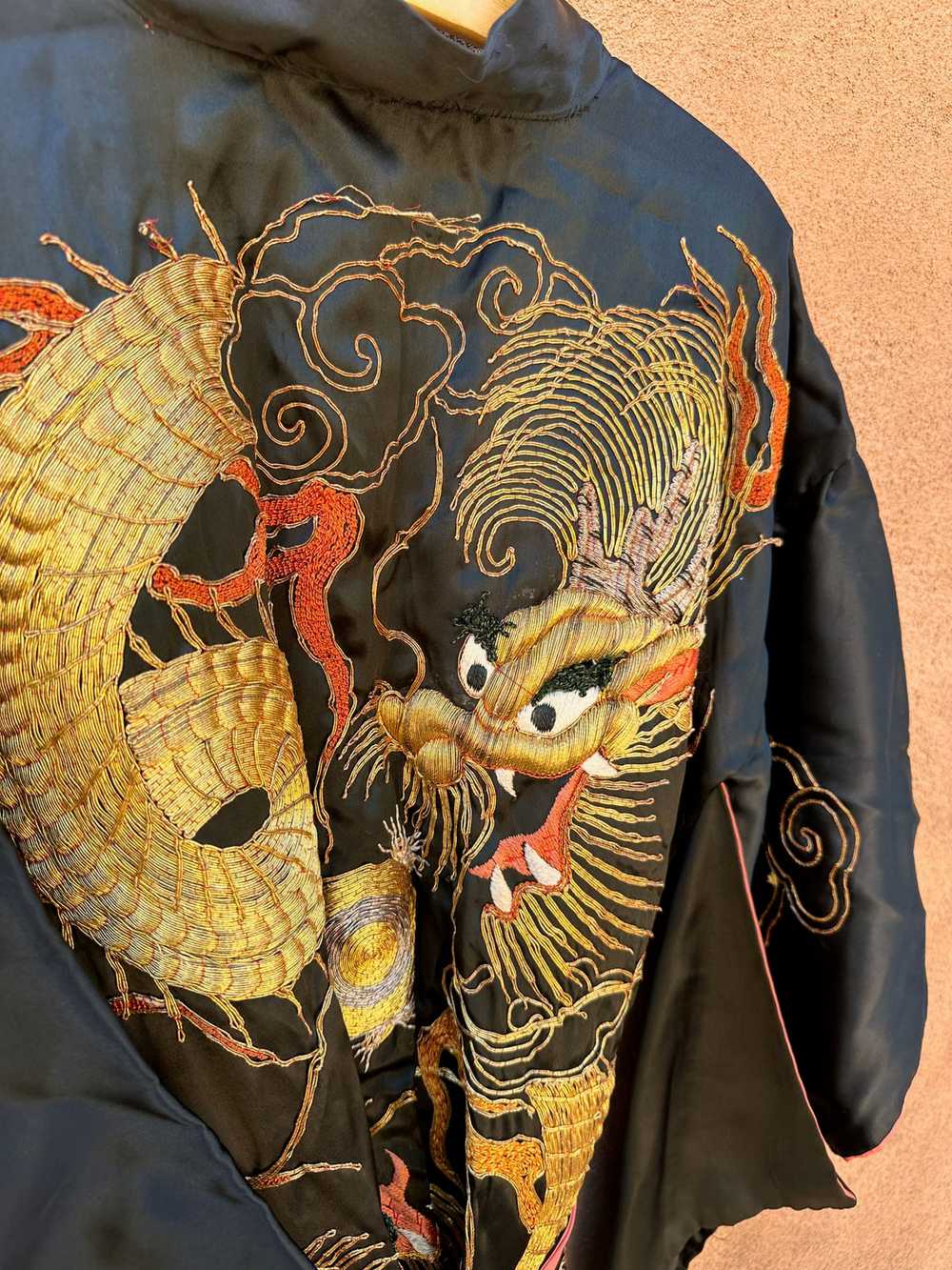 Antique Silk Dragon Kimono Fully Embroidered - as… - image 4