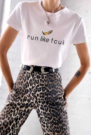 rare y2k run like FCUK banana t-shirt