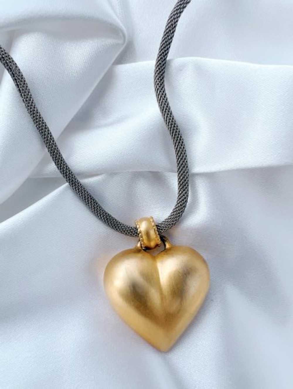 two tone puffy heart necklace - image 2