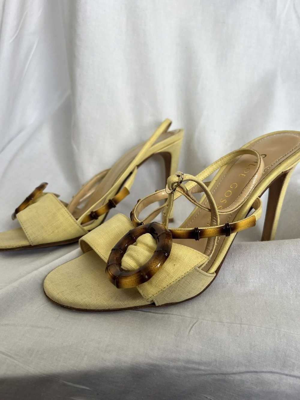 Vintage Chloe gosselin yellow bamboo heels - image 2