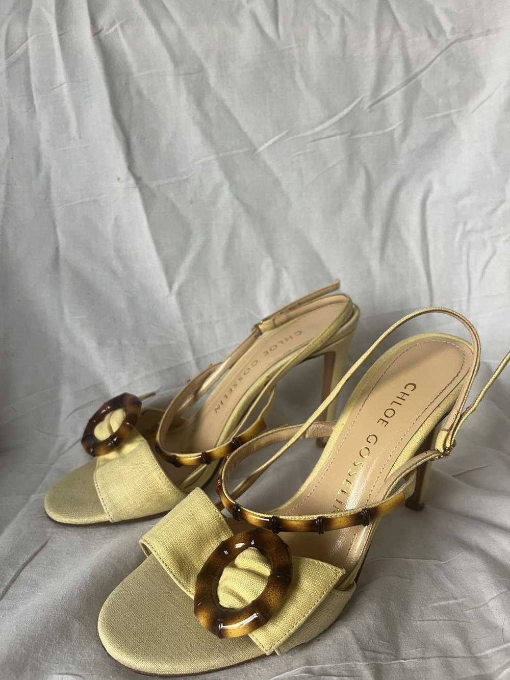 Vintage Chloe gosselin yellow bamboo heels - image 5