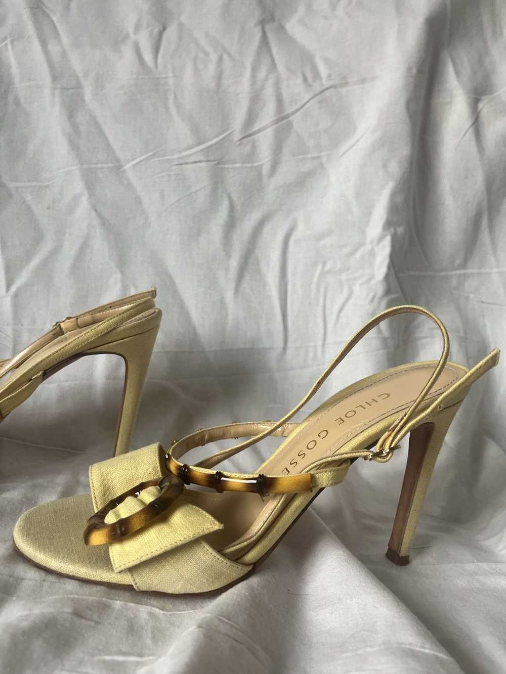 Vintage Chloe gosselin yellow bamboo heels - image 7