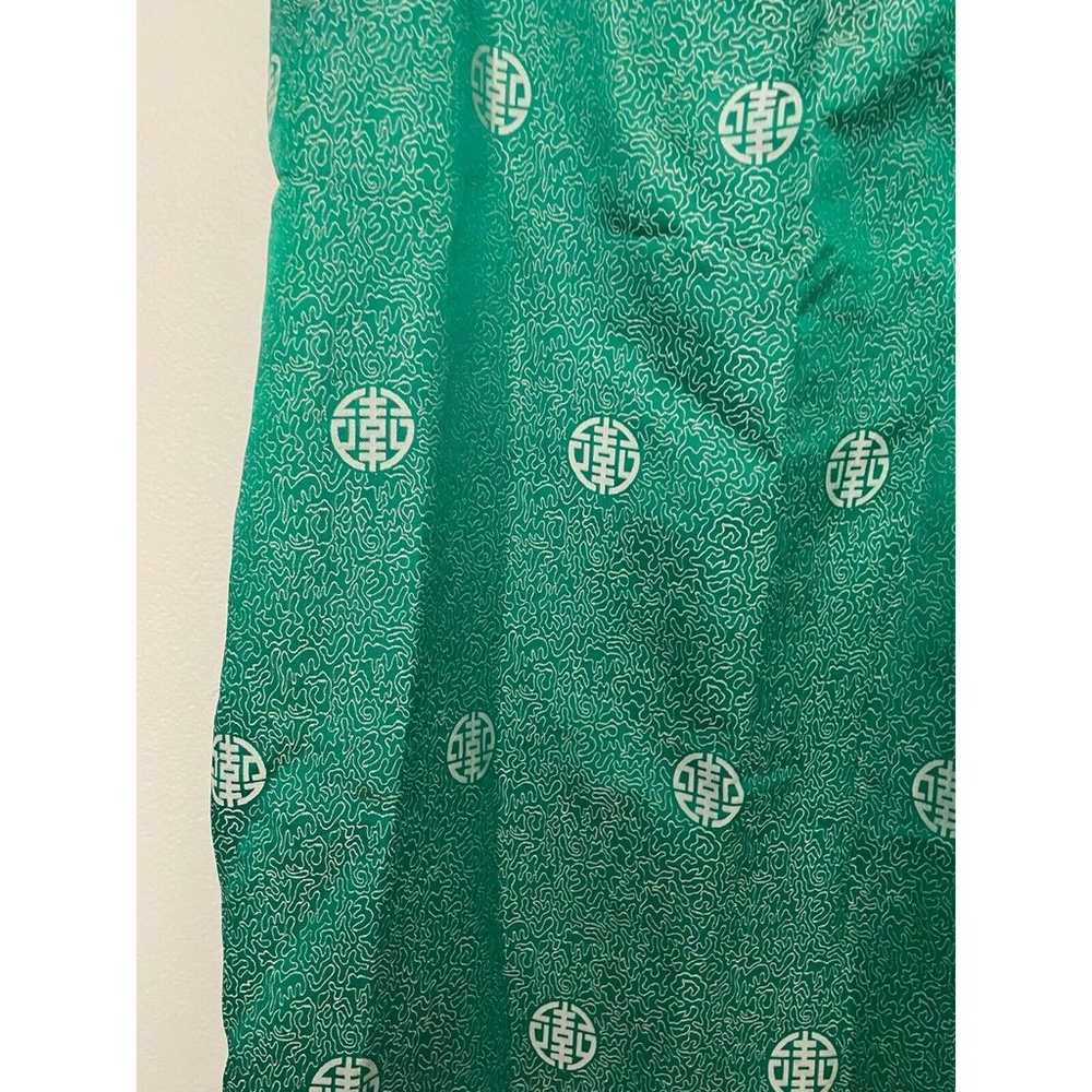 Vintage Handmade Womens Dress XXL Green Satin Emb… - image 3