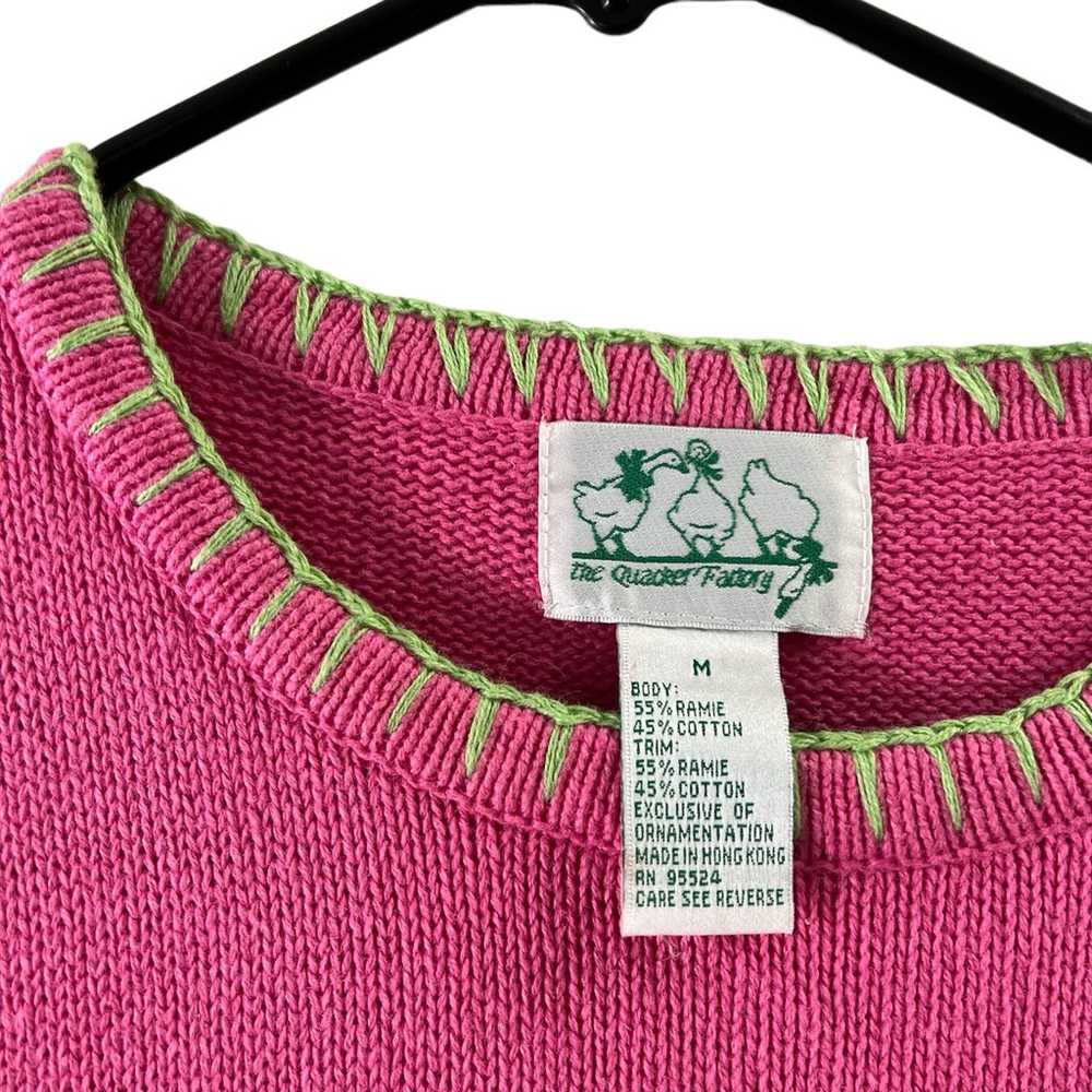 Vintage pink flamingo embroidered sweater - image 4