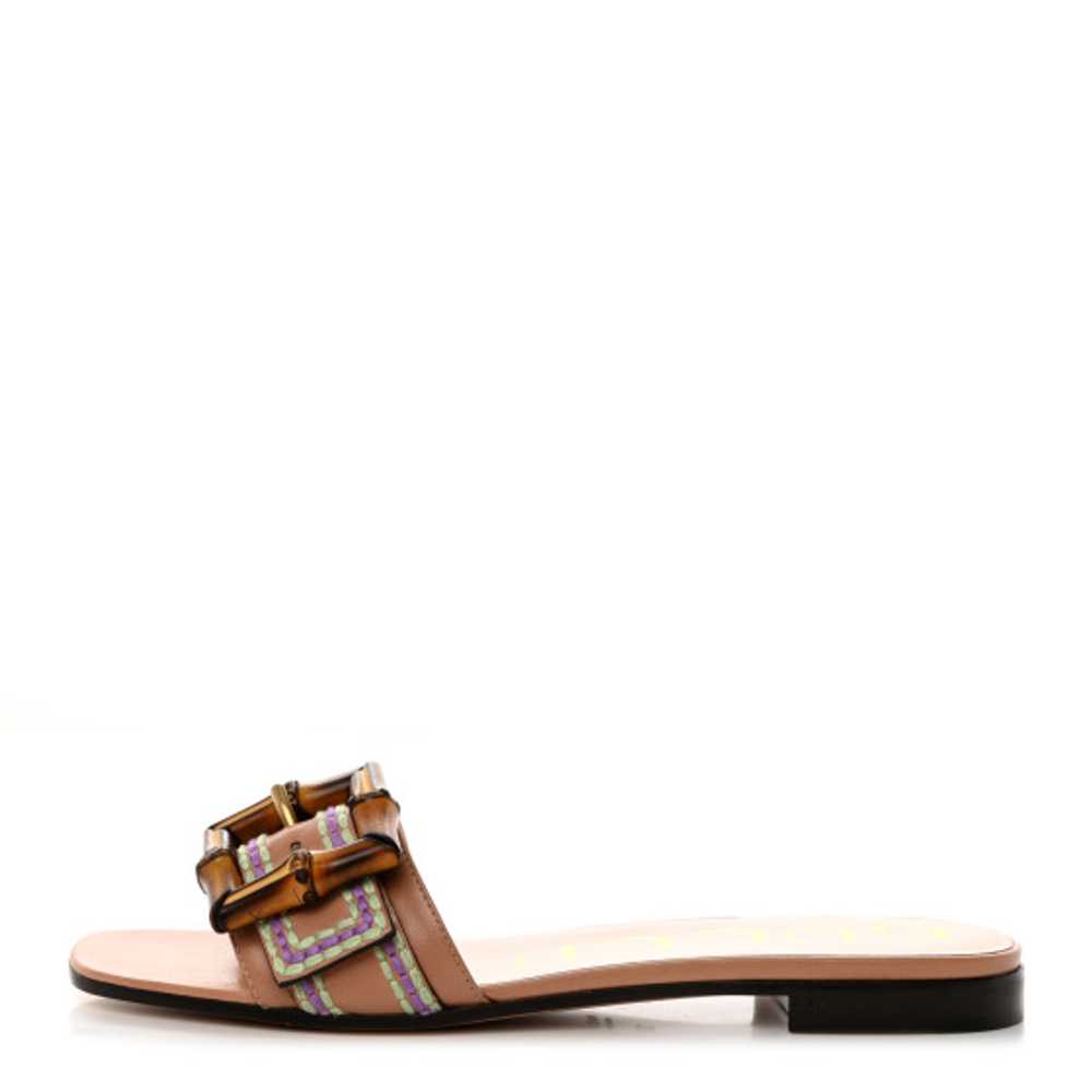 GUCCI Calfskin Bamboo Buckle Sandals 37 Beige Mul… - image 1