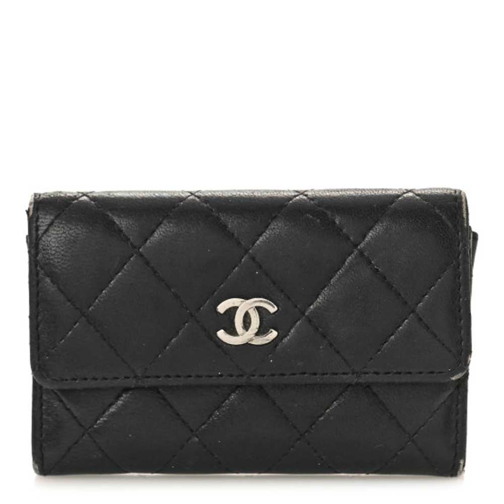 CHANEL Lambskin Quilted Flap Card Holder Wallet B… - image 1