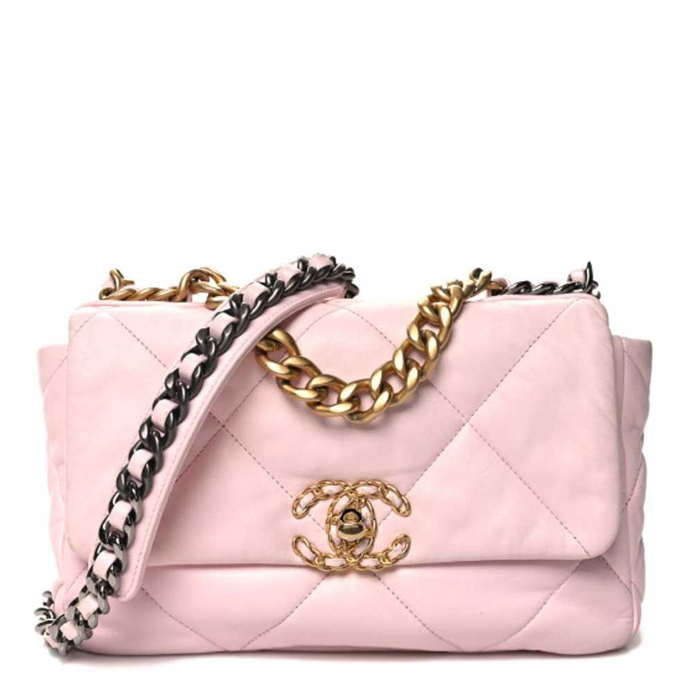 CHANEL Lambskin Quilted Medium Chanel 19 Flap Lig… - image 1