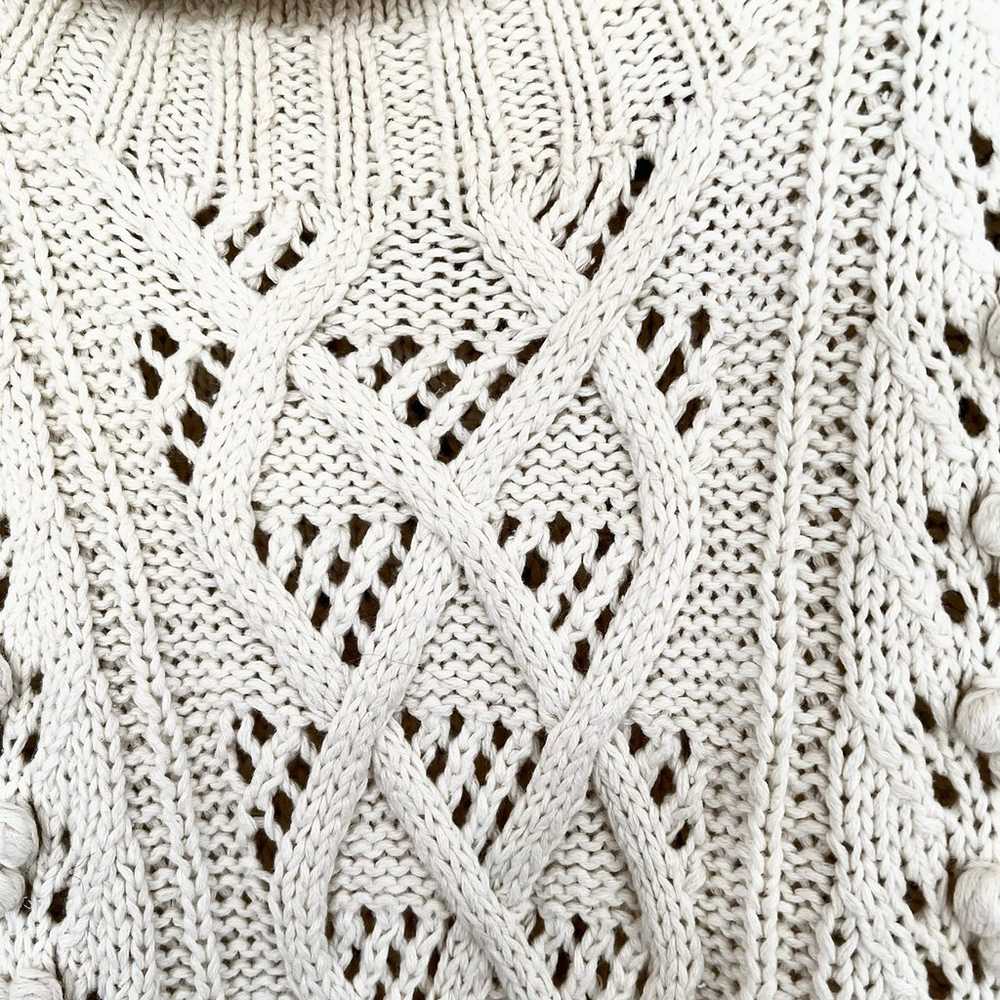 Vintage Yarnworks Handknit Ivory Cable Knit Pullo… - image 5