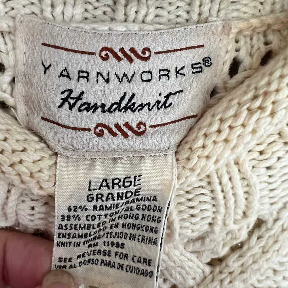 Vintage Yarnworks Handknit Ivory Cable Knit Pullo… - image 9