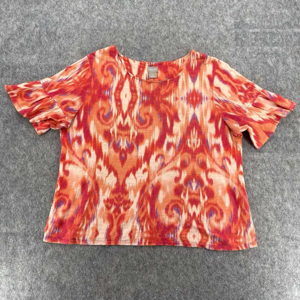 Vintage Chicos Womens Orange Geometric Blouse Top… - image 1