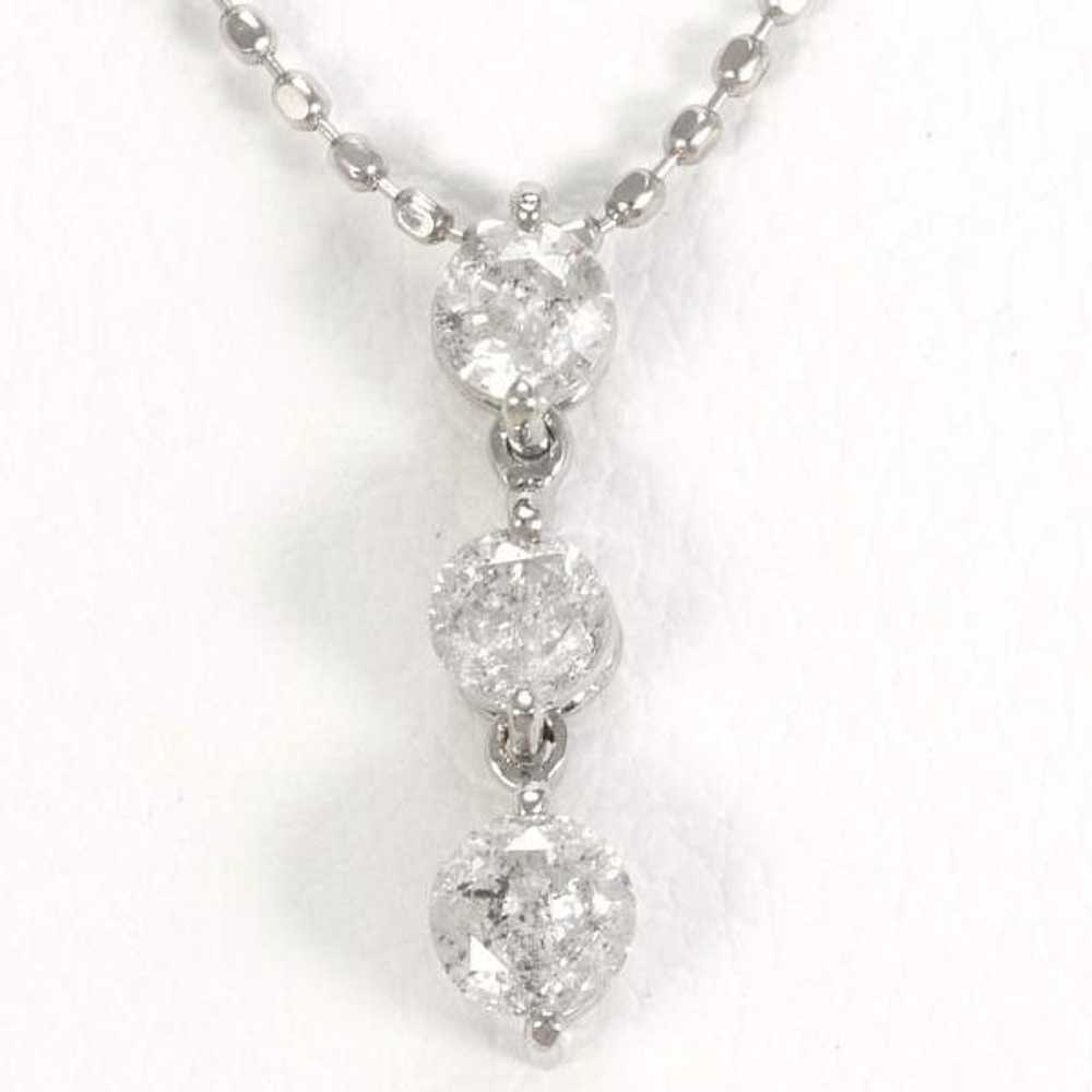 Other Other K18 White Gold Diamond Necklace 40cm … - image 1